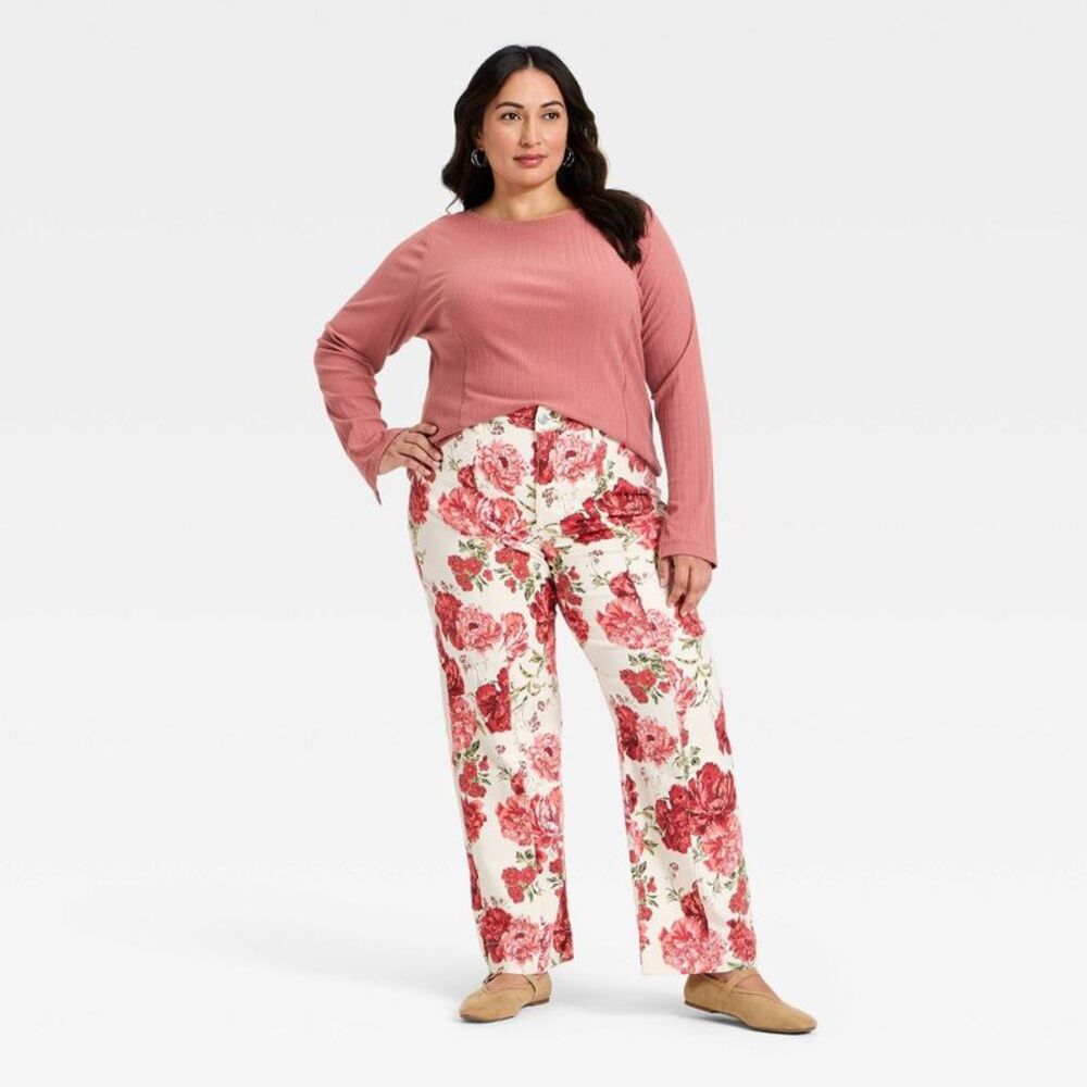 Ava & Viv - Women's High-Rise Straight Leg Jeans - Ava & Viv R Multicolored - Picture 3 of 3